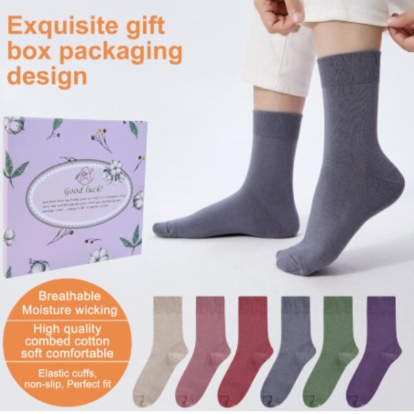 6pc Women's Thin Cotton Crew Socks - Soft Above Ankle Bootie Casual Dress Socks - Picture 4 of 10